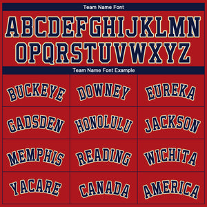 Custom Red Navy-Old Gold Authentic Baseball Jersey