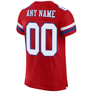Custom Red White-Royal Mesh Authentic Football Jersey