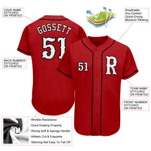 Load image into Gallery viewer, Custom Red White-Black Authentic Baseball Jersey
