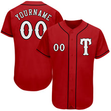 Load image into Gallery viewer, Custom Red White-Black Authentic Baseball Jersey
