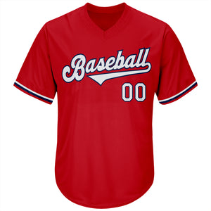 Custom Red White-Navy Authentic Throwback Rib-Knit Baseball Jersey Shirt