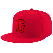 Laden Sie das Bild in den Galerie-Viewer, Custom Red Red-Black Stitched Adjustable Snapback Hat

