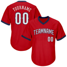Charger l&#39;image dans la galerie, Custom Red White-Navy Authentic Throwback Rib-Knit Baseball Jersey Shirt
