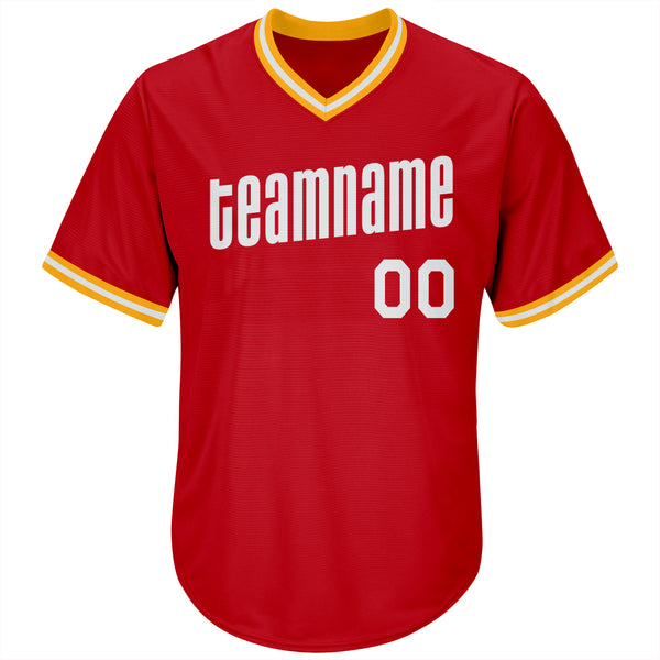 Sale Build Gold Baseball Authentic Red Throwback Shirt White –  CustomJerseysPro