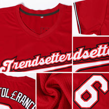 Laden Sie das Bild in den Galerie-Viewer, Custom Red White-Gold Authentic Throwback Rib-Knit Baseball Jersey Shirt
