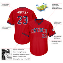 Laden Sie das Bild in den Galerie-Viewer, Custom Red Navy-White Authentic Throwback Rib-Knit Baseball Jersey Shirt
