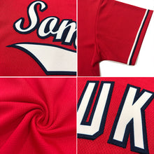 Laden Sie das Bild in den Galerie-Viewer, Custom Red White-Navy Authentic Throwback Rib-Knit Baseball Jersey Shirt
