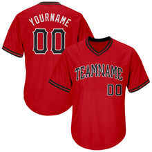 Laden Sie das Bild in den Galerie-Viewer, Custom Red Black-White Authentic Throwback Rib-Knit Baseball Jersey Shirt
