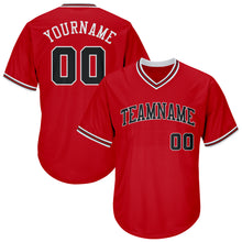 Load image into Gallery viewer, Custom Red Black-White Authentic Throwback Rib-Knit Baseball Jersey Shirt
