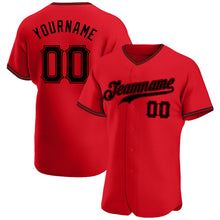 Load image into Gallery viewer, Custom Red Black Authentic Baseball Jersey
