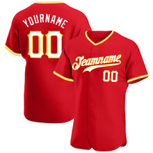 Load image into Gallery viewer, Custom Red White-Gold Authentic Baseball Jersey
