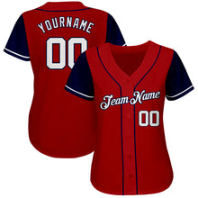 Load image into Gallery viewer, Custom Red White-Navy Authentic Two Tone Baseball Jersey
