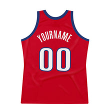 Load image into Gallery viewer, Custom Red White-Royal Authentic Throwback Basketball Jersey
