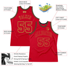 Laden Sie das Bild in den Galerie-Viewer, Custom Red Red-Old Gold Authentic Throwback Basketball Jersey
