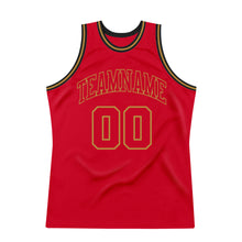 Laden Sie das Bild in den Galerie-Viewer, Custom Red Red-Old Gold Authentic Throwback Basketball Jersey
