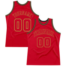 Laden Sie das Bild in den Galerie-Viewer, Custom Red Red-Old Gold Authentic Throwback Basketball Jersey
