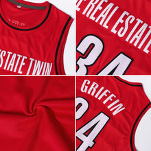 Load image into Gallery viewer, Custom Red White-Black Authentic Throwback Basketball Jersey

