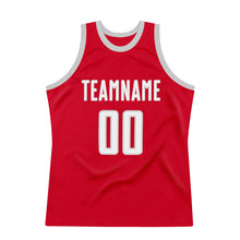 Load image into Gallery viewer, Custom Red White-Gray Authentic Throwback Basketball Jersey
