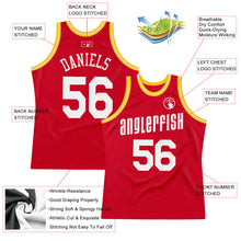 Load image into Gallery viewer, Custom Red White-Gold Authentic Throwback Basketball Jersey
