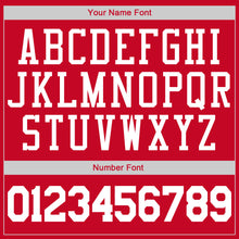 Load image into Gallery viewer, Custom Red White-Gold Authentic Throwback Basketball Jersey
