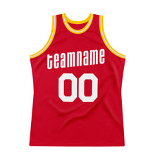 Load image into Gallery viewer, Custom Red White-Gold Authentic Throwback Basketball Jersey
