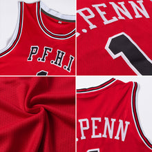 Load image into Gallery viewer, Custom Red Black-Old Gold Authentic Throwback Basketball Jersey

