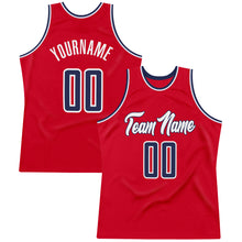 Load image into Gallery viewer, Custom Red Navy-White Authentic Throwback Basketball Jersey
