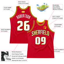Загрузить изображение в средство просмотра галереи, Custom Red White-Gold Authentic Throwback Basketball Jersey
