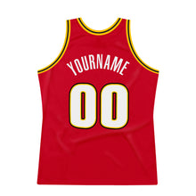 Загрузить изображение в средство просмотра галереи, Custom Red White-Gold Authentic Throwback Basketball Jersey
