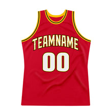 Загрузить изображение в средство просмотра галереи, Custom Red White-Gold Authentic Throwback Basketball Jersey
