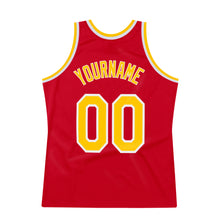 Laden Sie das Bild in den Galerie-Viewer, Custom Red Gold-White Authentic Throwback Basketball Jersey
