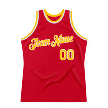 Load image into Gallery viewer, Custom Red Gold-White Authentic Throwback Basketball Jersey
