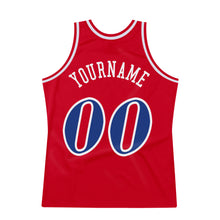 Load image into Gallery viewer, Custom Red Royal-White Authentic Throwback Basketball Jersey
