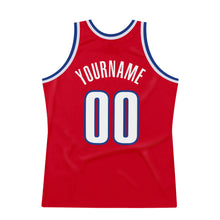 Load image into Gallery viewer, Custom Red White-Royal Authentic Throwback Basketball Jersey
