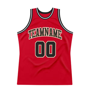 Custom Red Black-White Authentic Throwback Basketball Jersey