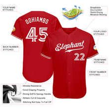 Load image into Gallery viewer, Custom Red White Authentic Baseball Jersey
