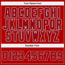Load image into Gallery viewer, Custom Red Red-Navy Authentic Baseball Jersey
