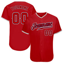 Load image into Gallery viewer, Custom Red Red-Navy Authentic Baseball Jersey

