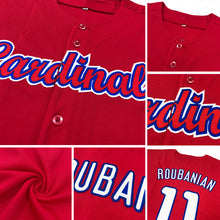Load image into Gallery viewer, Custom Red White-Black Authentic Baseball Jersey
