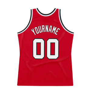 Custom Red White-Black Authentic Throwback Basketball Jersey