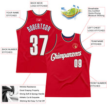 Load image into Gallery viewer, Custom Red White-Navy Authentic Throwback Basketball Jersey
