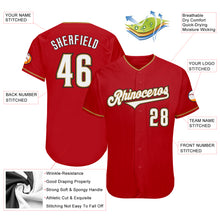 Load image into Gallery viewer, Custom Red White-Old Gold Authentic Baseball Jersey
