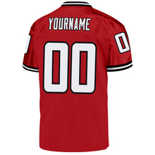 Load image into Gallery viewer, Custom Red White-Black Mesh Authentic Throwback Football Jersey
