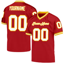 Laden Sie das Bild in den Galerie-Viewer, Custom Red White-Gold Mesh Authentic Throwback Football Jersey
