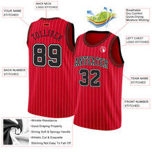 Laden Sie das Bild in den Galerie-Viewer, Custom Red White Pinstripe Black-White Authentic Basketball Jersey
