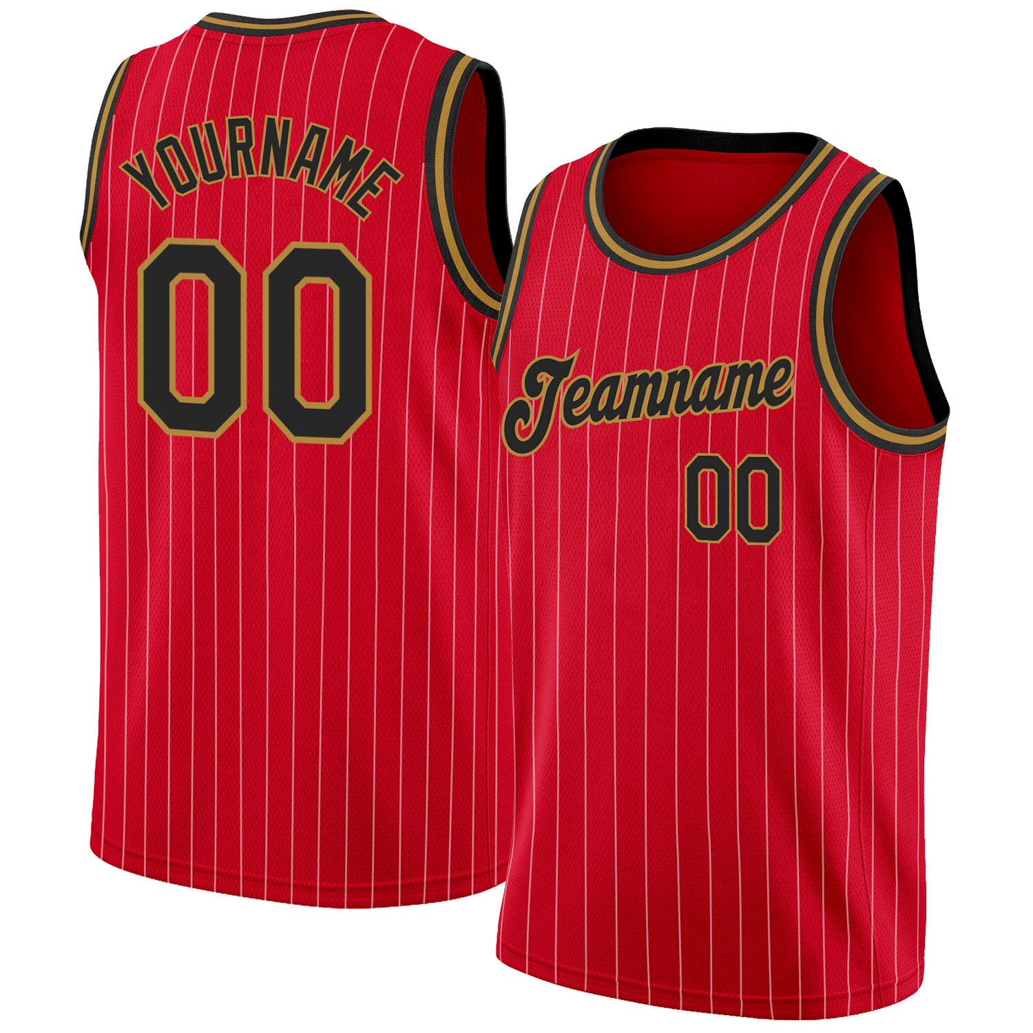 Cheap Custom Red White Pinstripe Black-Old Gold Authentic Basketball Jersey  Free Shipping – CustomJerseysPro