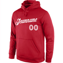 Load image into Gallery viewer, Custom Stitched Red White Sports Pullover Sweatshirt Hoodie
