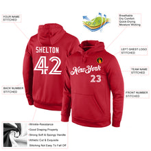 Load image into Gallery viewer, Custom Stitched Red White Sports Pullover Sweatshirt Hoodie
