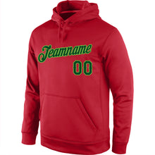 Load image into Gallery viewer, Custom Stitched Red Green-Neon Green Sports Pullover Sweatshirt Hoodie
