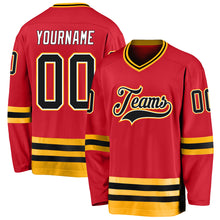 Load image into Gallery viewer, Custom Red Black-Gold Hockey Jersey
